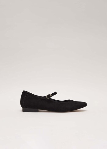 Phase Eight Leather Square Toe Mary Jane Flats Black Canada | TFSIGK-059